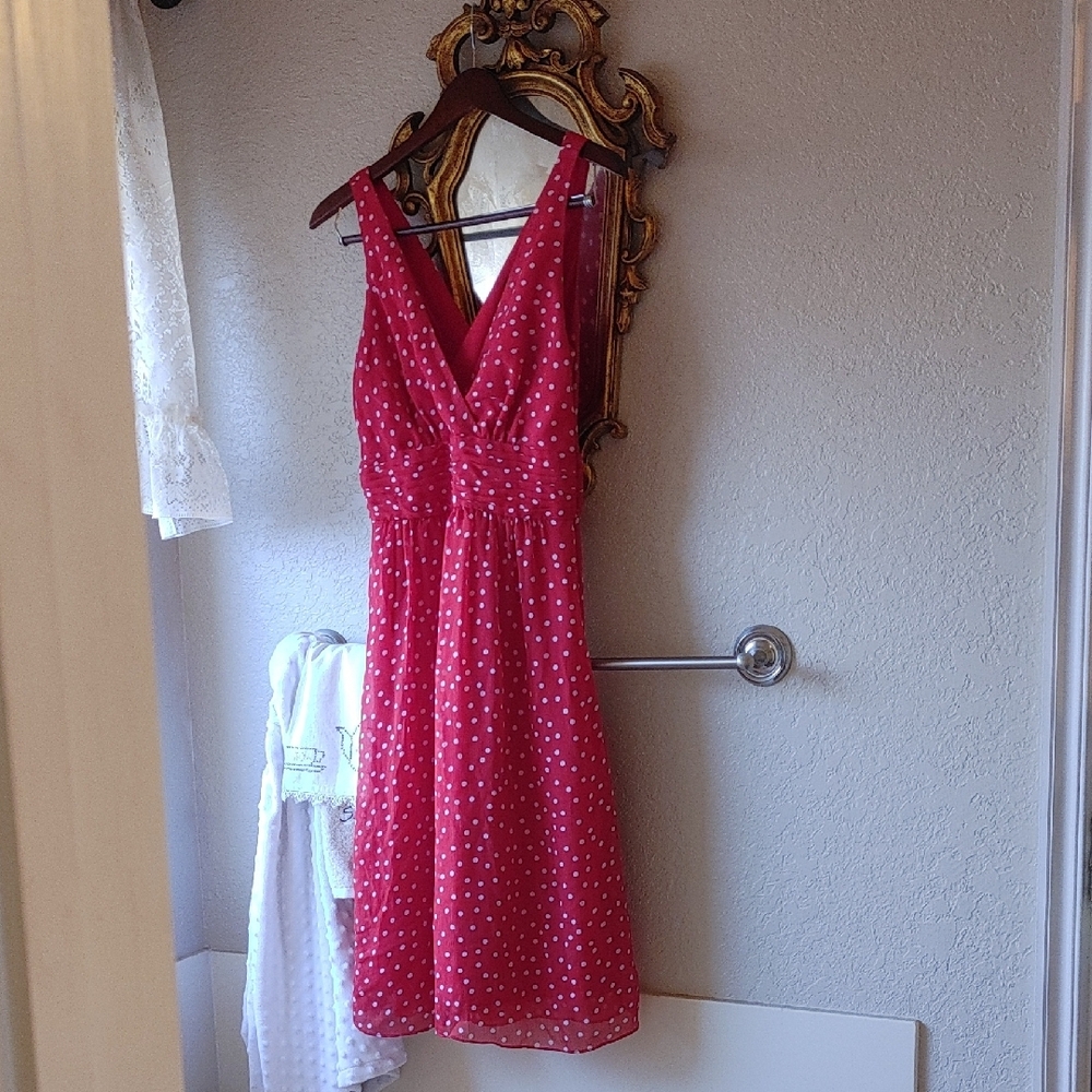 Elegant Red Polka Dot Dress